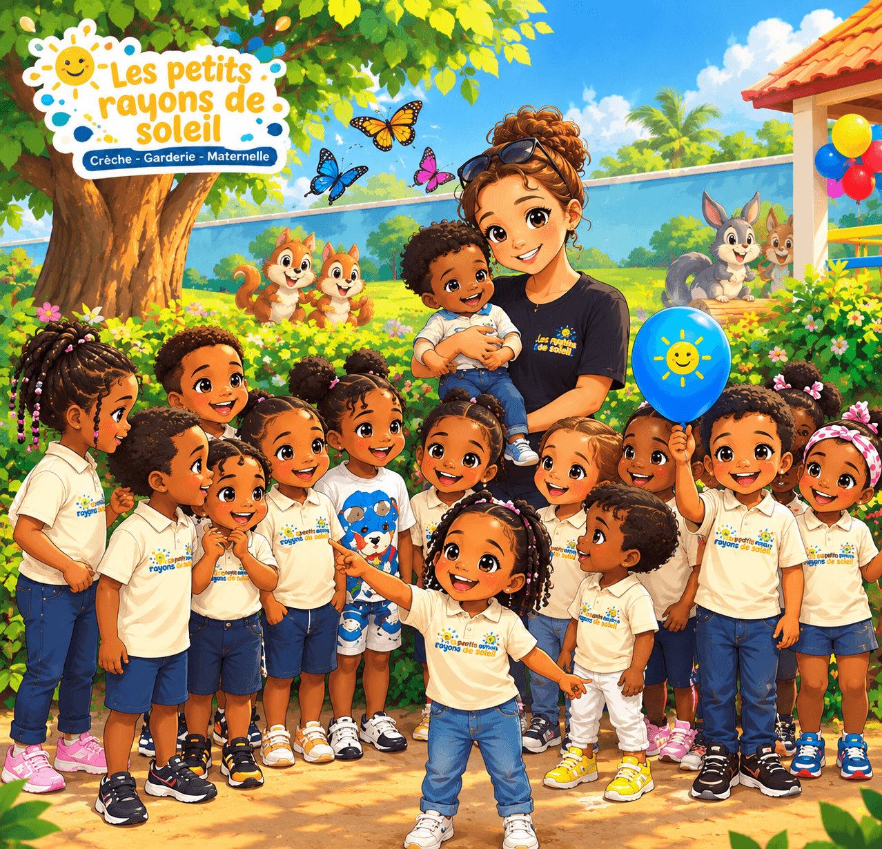 An educator with a group of children